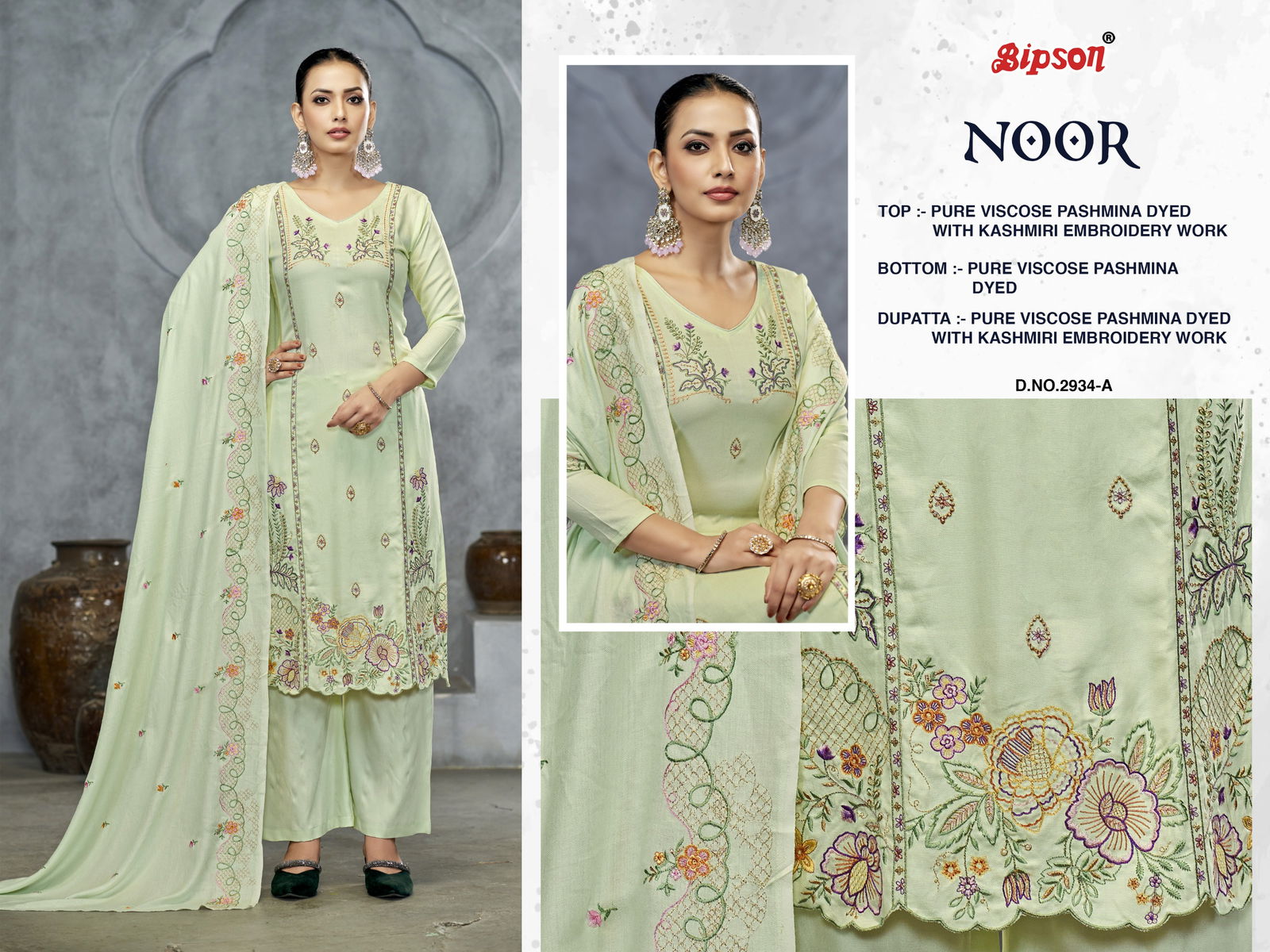 Noor 2934 By Bipson Viscose Pashmina Dress Material Wholesale Price In Surat